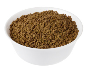 instant coffee in a bowl on white background