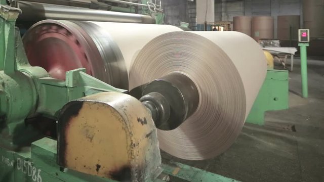 Paper production machine. Processing of secondary resources. Paper recycling. Large enterprise