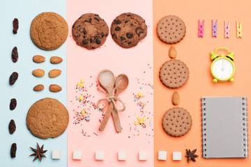 Chocolate cookies on pale background