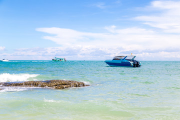 Landscape summer travel sea and beach, Travel vacation, Koh Samet in sea, Rayong, South of Thailand, white sand blue sky emerald green ocean water. space for texture