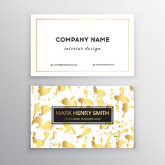 Naklejka premium Vector golden business card with brush splashes