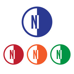 NI initial circle half logo blue,red,orange and green color