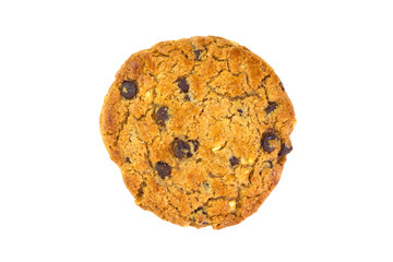 Chocolate chip and hazel nut cookies isolate on white background