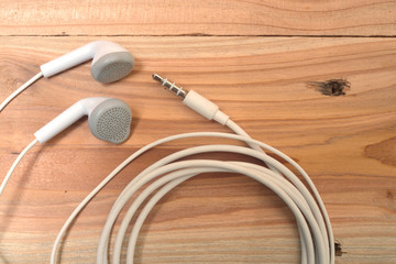 headphone on wood background