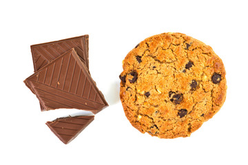 Chocolate chip and hazel nut cookies isolate on white background