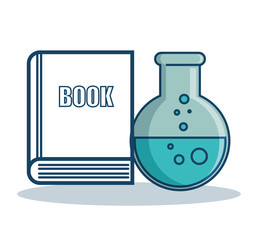 Florence flask and hand drawn book over white background. Vector illustration