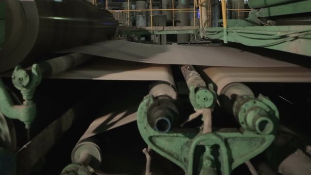 Paper production machine. Processing of secondary resources. Paper recycling. Large enterprise