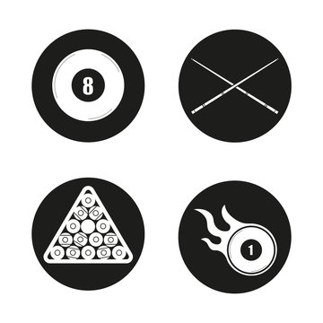 Billiard icons set