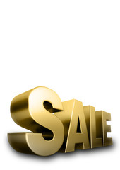 3d Golden SALE text, isolated against the white background