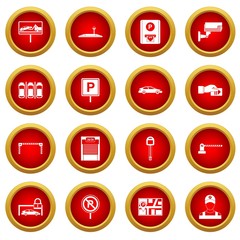 Car parking icon red circle set