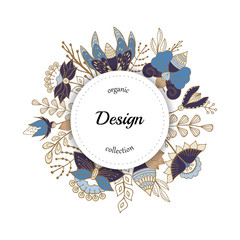 Obraz premium stock vector circle frame. doodle cute flowers. wreath illustration