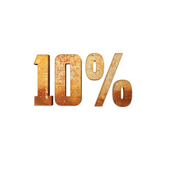 10% Metallic Rusty 3D Text - Great for use on sale, discount, ads, promos and website.