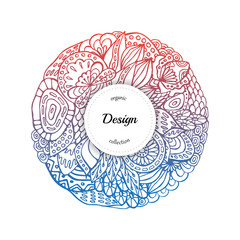 stock vector circle frame. doodle cute flowers. wreath illustration