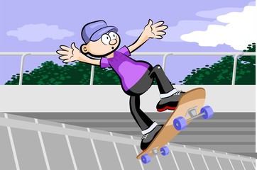 Fototapeta na wymiar Teen Boy enjoying his skateboard