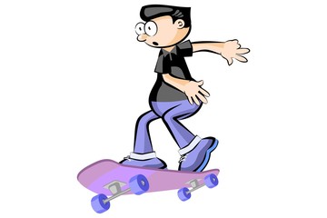 Teenager on skateboard isolated
