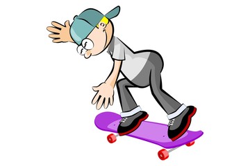 Kid on skatebard isolated