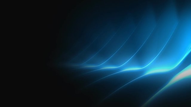 Abstract blue futuristic wavy background with volumetric light streaks. Loop.