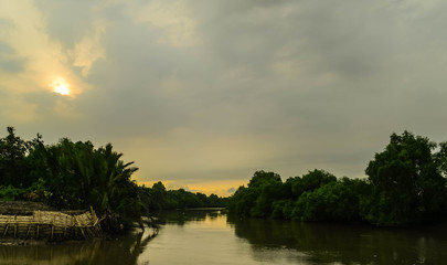 Background photo of the river in the afternoon is very beautiful