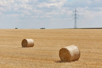 Agricultural field with bales