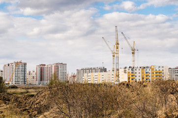 Fototapeta premium Construction site of modern house district.
