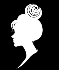 illustration vector of women silhouette icon on black background