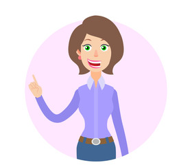 Businesswoman pointig up.