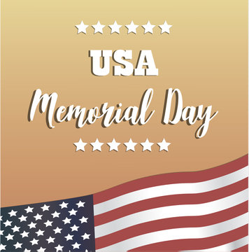 USA Memorial Day. Vector Happy Memorial Day card. Remember and honor. Festive poster or banner with hand lettering. National american holiday