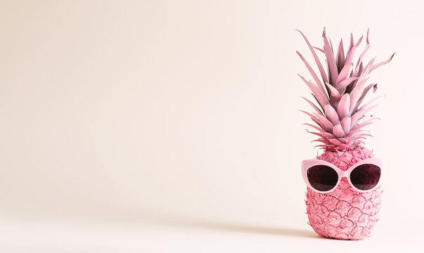 Painted pink pineapple with sunglasses