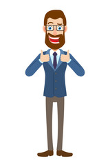 Hipster Businessman showing thumb up