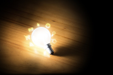 lampadina, illuminata, luce, idea,