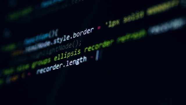 Cyber Attack concept. Virus worm encrypted into software code. 4K.