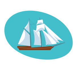 A beautiful modern sailboat frigate.