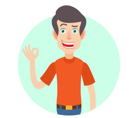 Man showing a okay hand sign