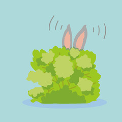 Hare hiding in a bush