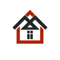 Property developer stylish icon, estate agency corporate symbol. Creative construction icon, vector house. Commercial building and designing theme.