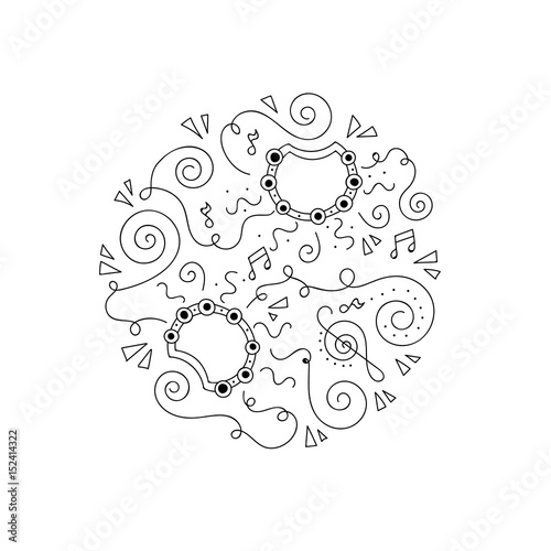 Download "Doodle Tambourine. Jazz festival coloring page. Decorative vector illustration." Imagens e ...