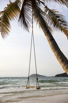 Fototapeta Swing on a tropical beach