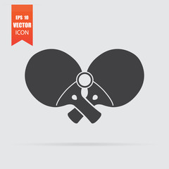 Table tennis icon in flat style isolated on grey background.