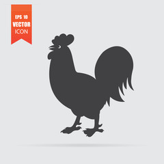 Fototapeta na wymiar Rooster icon in flat style isolated on grey background.