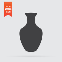 Vase icon in flat style isolated on grey background.