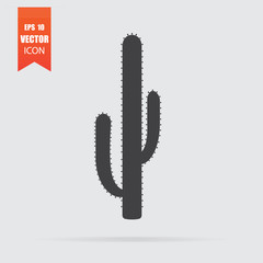 Cactus icon in flat style isolated on grey background.