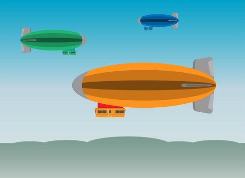 Zeppelin or Airship on  sky background
