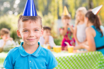 Birthday boy at the party