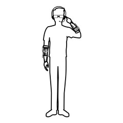 guy wearing vr headset - virtual reality glasses concept vector illustration flat style