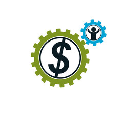 Obraz premium Financial System conceptual logo, unique vector symbol. Dollar signs, circulation of money.