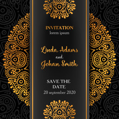 Vector luxury wedding invitation with mandala