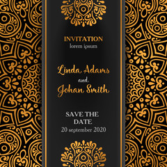 Vector luxury wedding invitation with mandala