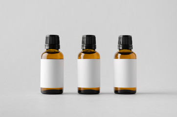 Dropper Bottle Mock-Up - Three Bottles. Blank Label