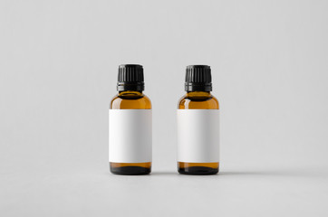 Dropper Bottle Mock-Up - Two Bottles. Blank Label
