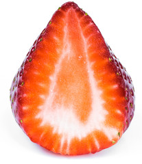 Strawberry slice on white background